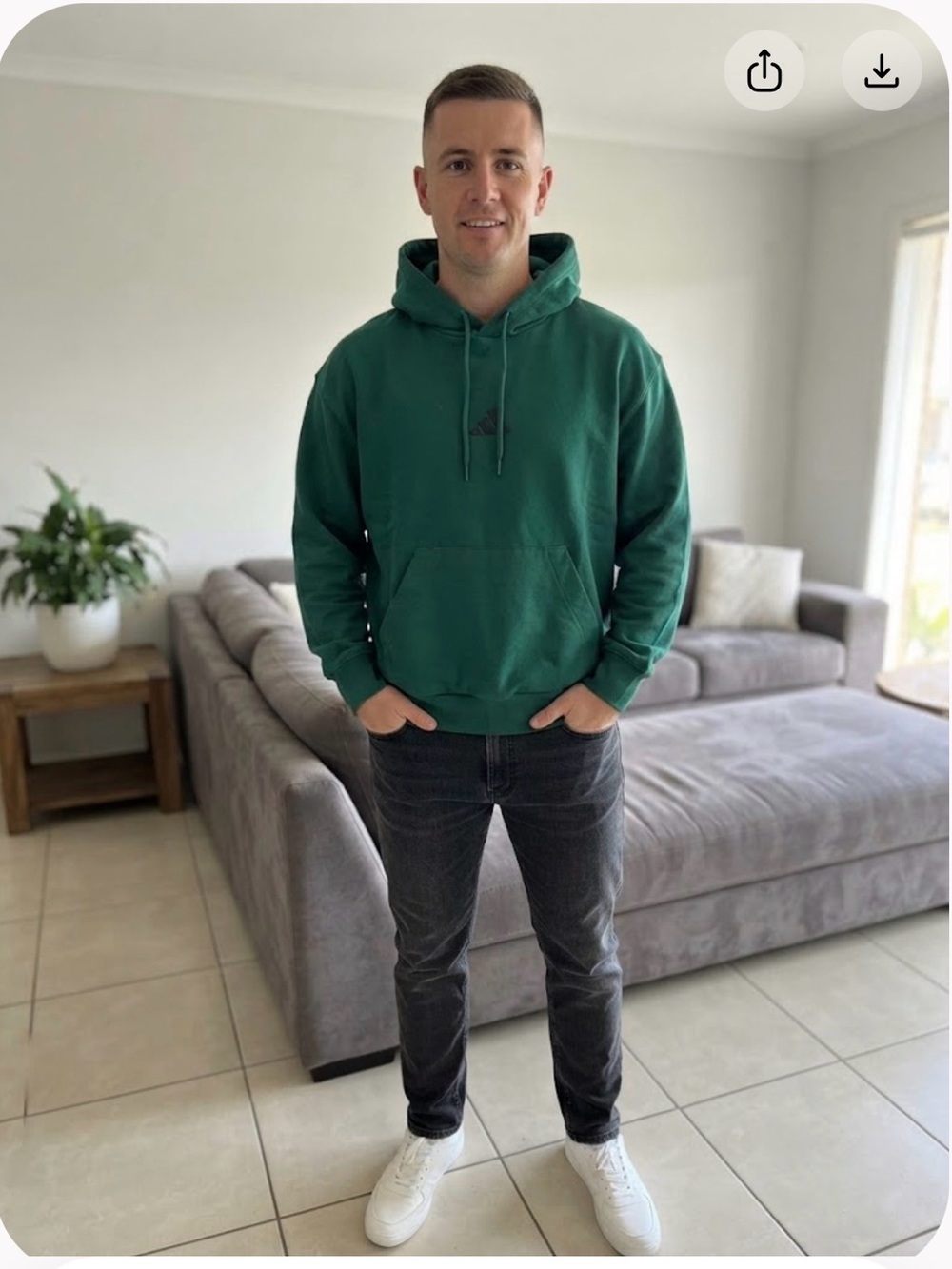 adidas Men's Forest Green Pullover Hoodie
